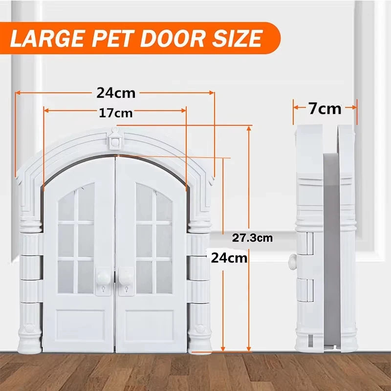 Cat Door French Retro Lockable Indoor Kitten Door For Bedroom Garage Window Corner Living Room Doorway Dorm Manor