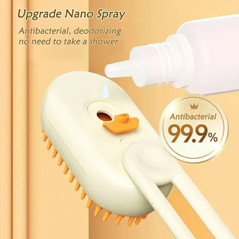 3 in 1 One Button Steam Spray Pet Brush Foldable Rotatable Massage Brush for Cat Dog Hair Removal Bath Floating Hair Grooming