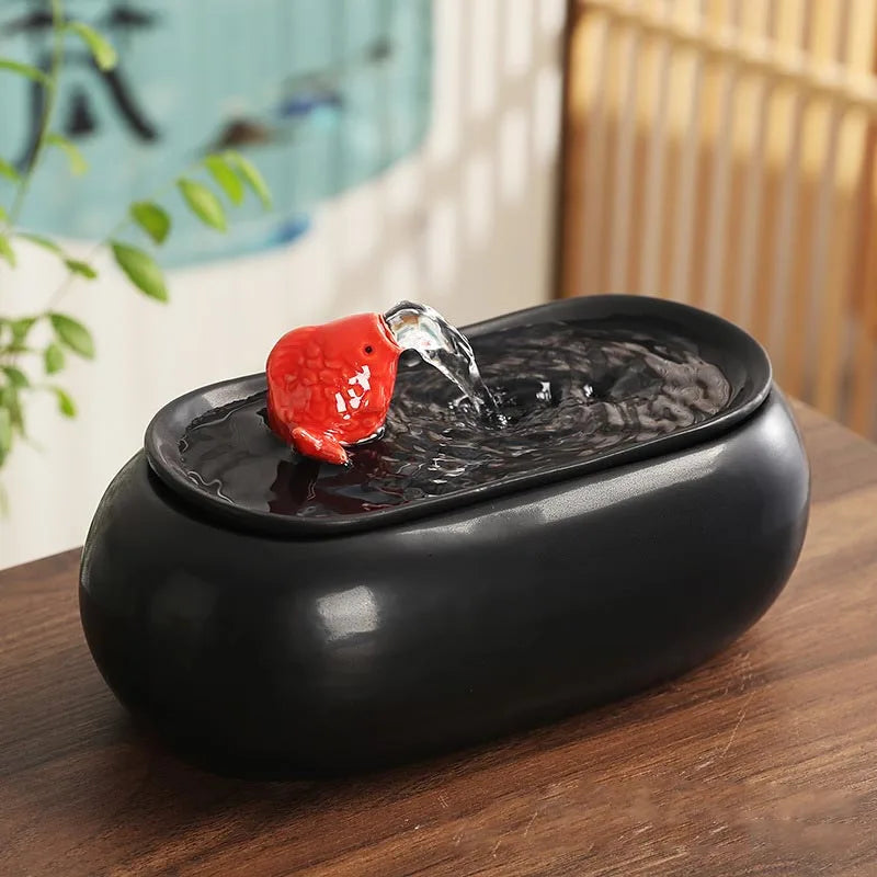 Creative Ceramic Flowing Water Fountain Office Desktop Decor