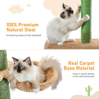 Cat Tree 5-Tier Floor to Ceiling Cat Tower Cactus Tall Climbing Tree with Scratching Post Hammock Dangling Ball for Indoor Cats