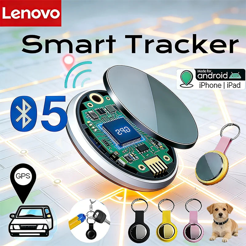 Lenovo New Bluetooth GPS Smart Tracker Anti-Lost Reminder Device Bags Elderly Kid Finder Air Tag Apple Android Tracking Locator