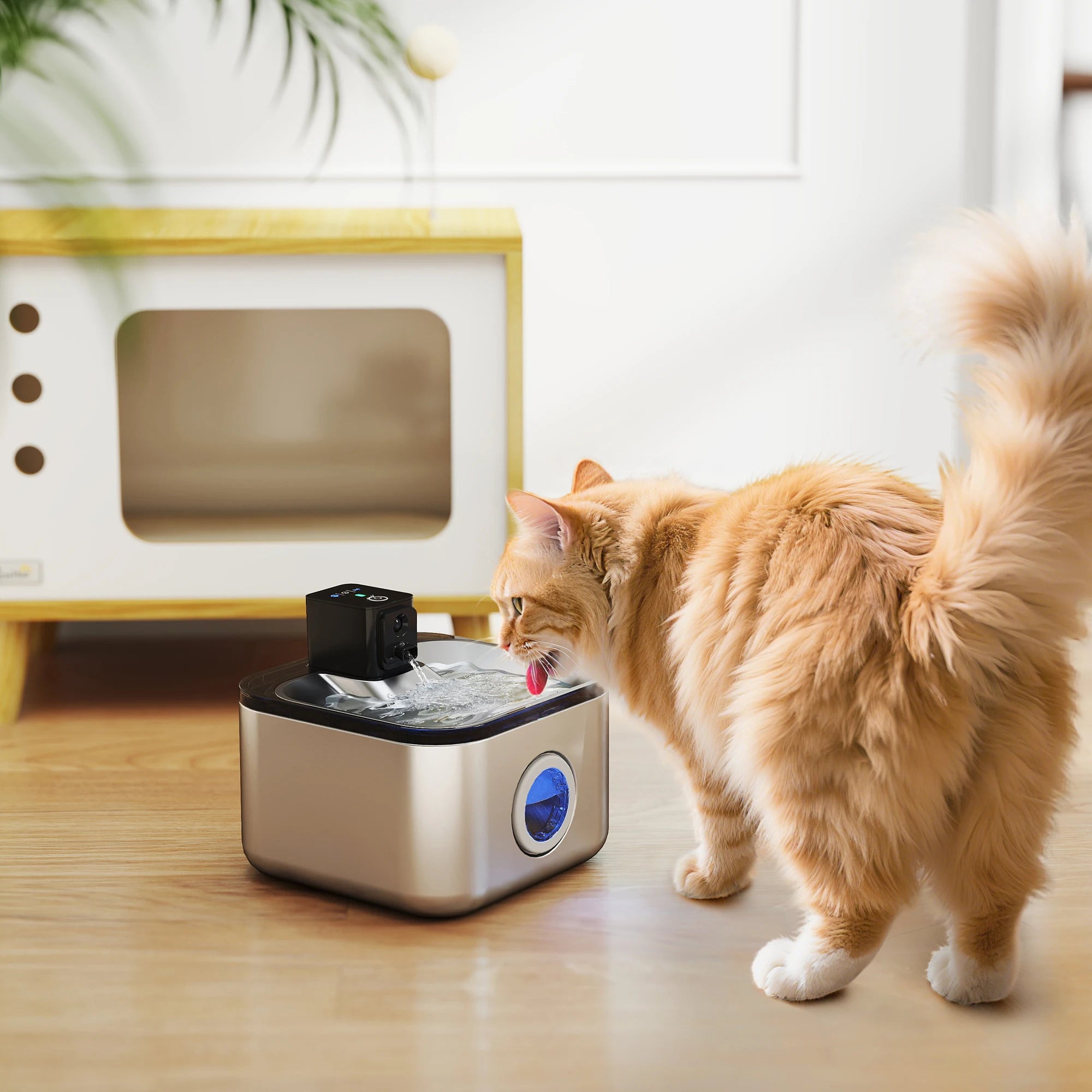 PawHut 4.2L Stainless Steel thread Automatic cat Water Fountain with Ultra-silent pump, LED indicator, 4000 m battery