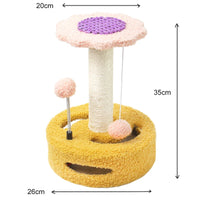Sunflower Sisal Cat Tree Small Cat Scratching Post With Interactive Balls Cat Jumping Platform & Scratcher For Kittens