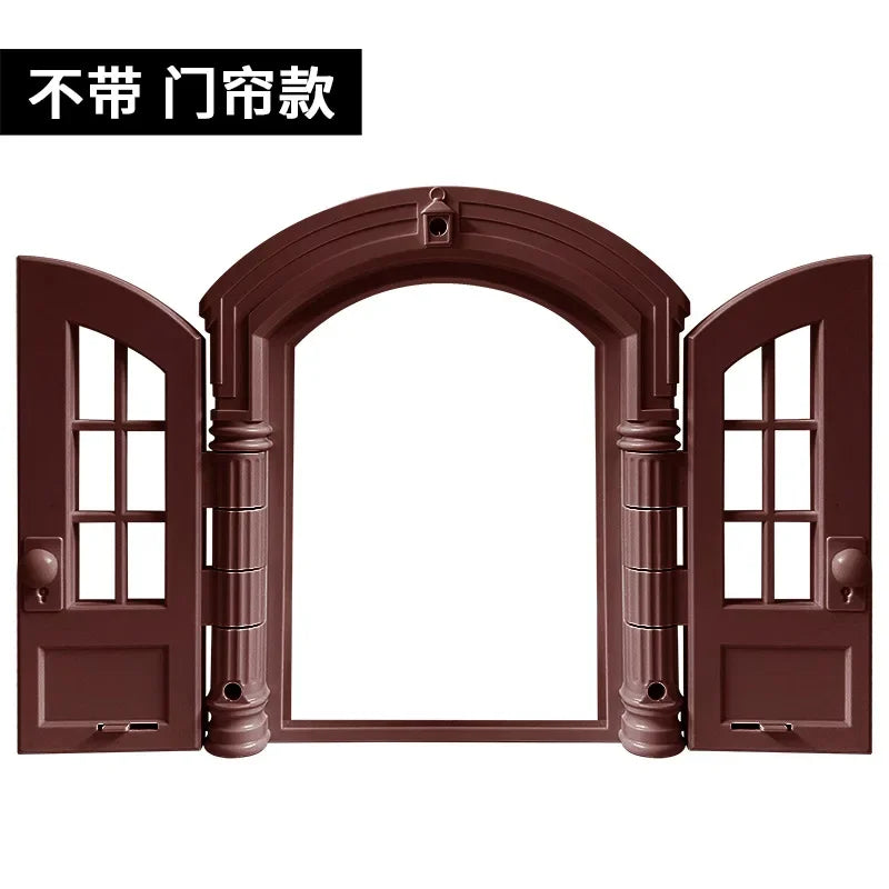 Cat Door French Retro Lockable Indoor Kitten Door For Bedroom Garage Window Corner Living Room Doorway Dorm Manor
