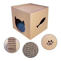 Cat House Scratching Board Pet Folding Pets House With Scratch Pads Corrugated Cat Cardboard Box For Rabbit Hideout Cat
