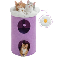 2-Storey Cat Beds for Indoor Cats Large Cat House with Removable Flower Cat Bed, Cute Cat Cave Cat Hideaway Indoor Cat  Condo