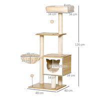 Pawhut Cat Scratching Tree with Platform Height 126 cm Hammock Shed