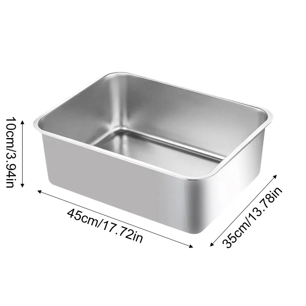 New Stainless Steel Cat Litter Box Easy To Clean High Sided Cat Toilet Large Capacity Pet Toilet Supplies Cat