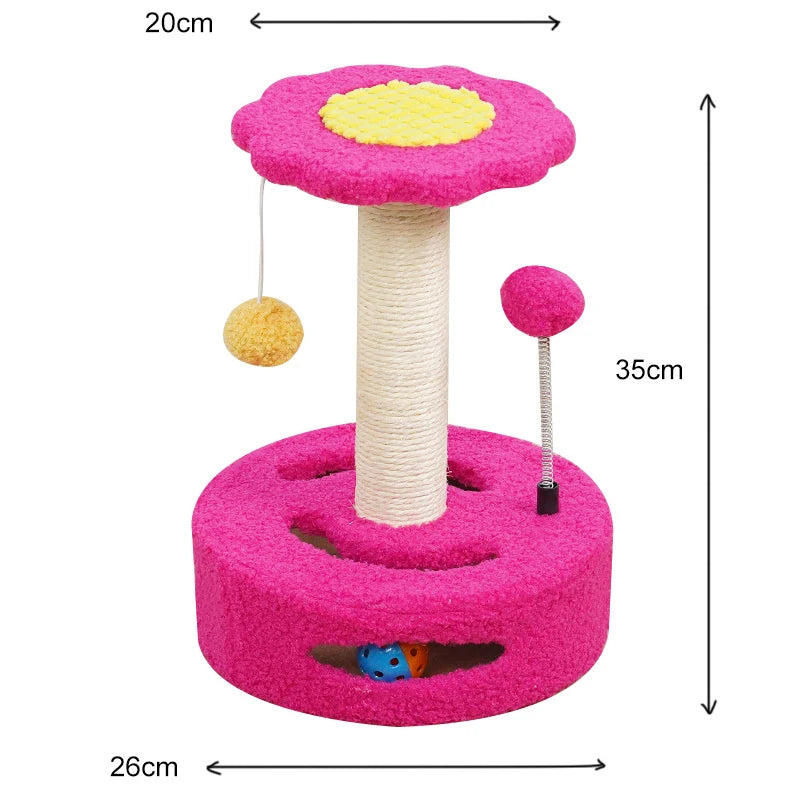 Sunflower Sisal Cat Tree Small Cat Scratching Post With Interactive Balls Cat Jumping Platform & Scratcher For Kittens