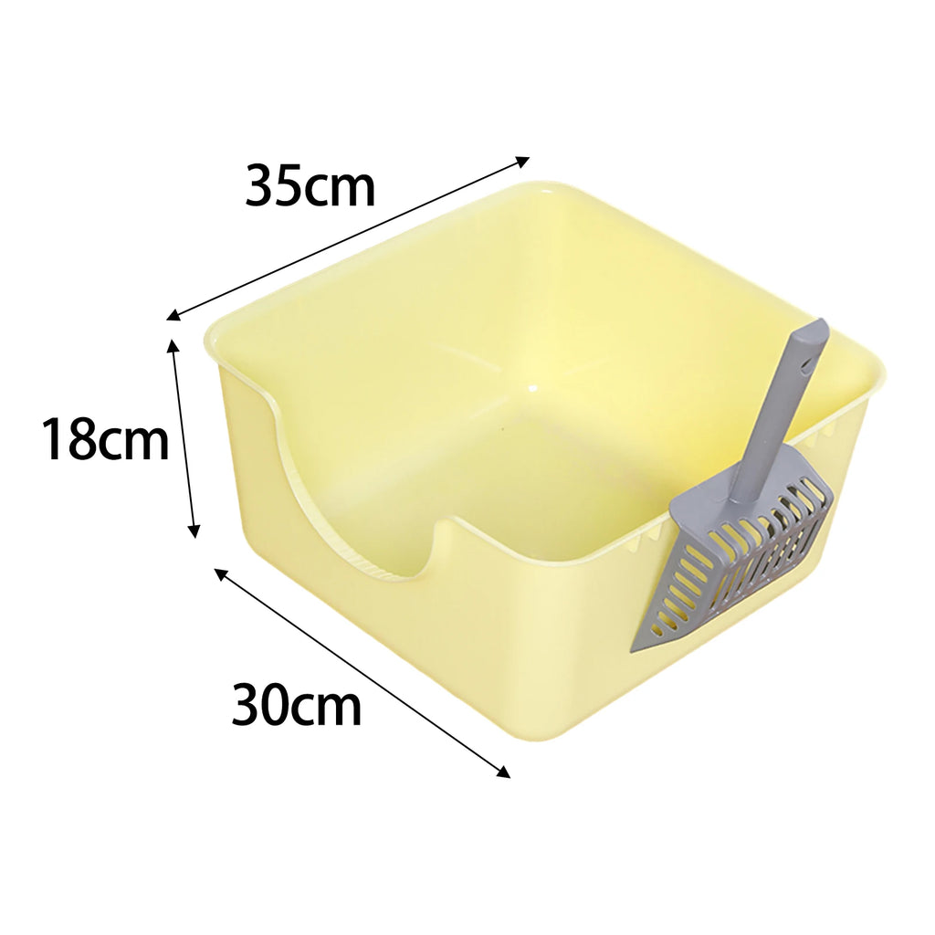 Open Top Pet Litter Tray Anti Splashing Cat Bedpan Cat Litter Box with High Side Kitty Litter Pan for Kitten Small Medium Cats