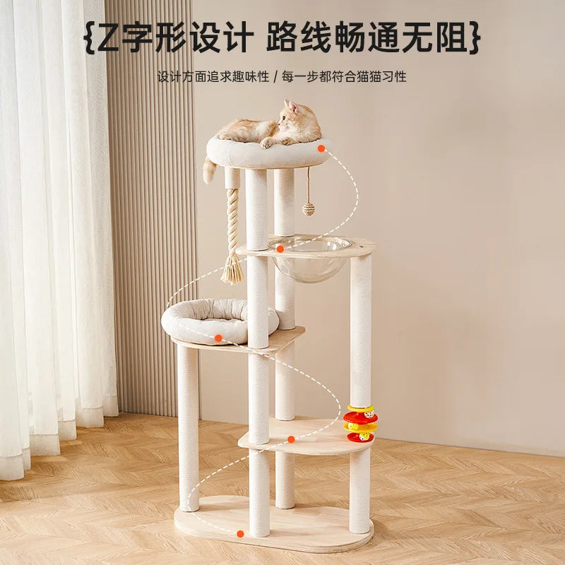 Cat climbing frame cat nest  tree integrated pet products  frame household hammock jumping platform cat space capsule