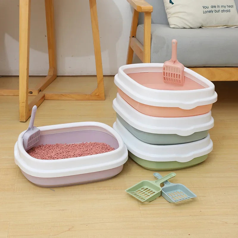 Cat Litter Box Portable Bedpan Removable Semi Closed Kitty Litter Pan Potty Toilet for Rabbit Medium Large Cats Small Animals