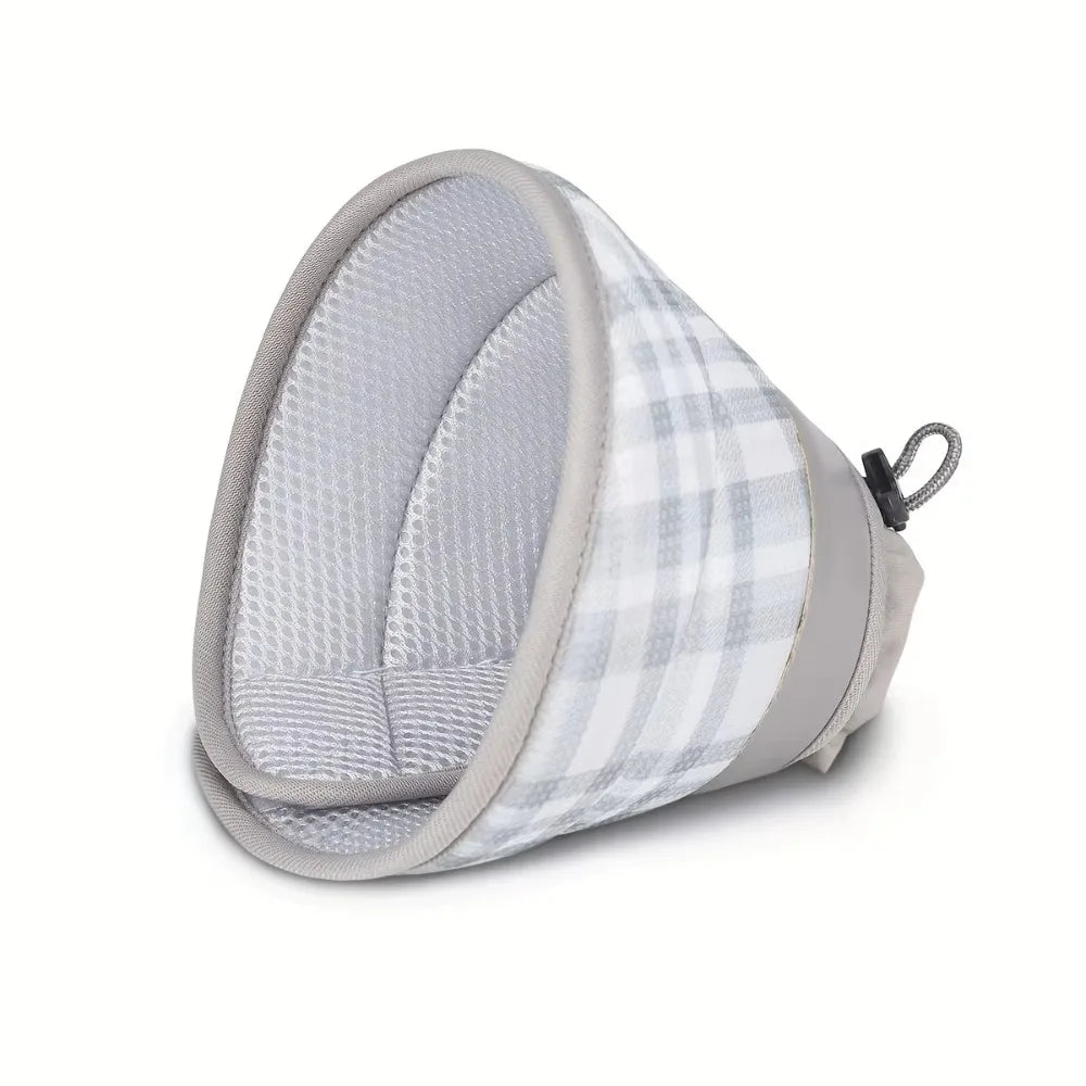Plaid Pattern Pet Elizabeth Collar Breathable Material Adjustable Design Cat Elizabeth Circle Anti Scratch Anti Bite Protection