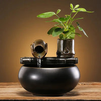 Minimalist Ceramic Waterflow Ornament Zen Chinese Style Office Desk Study Room Decorations Small Tabletop Fountain for Home