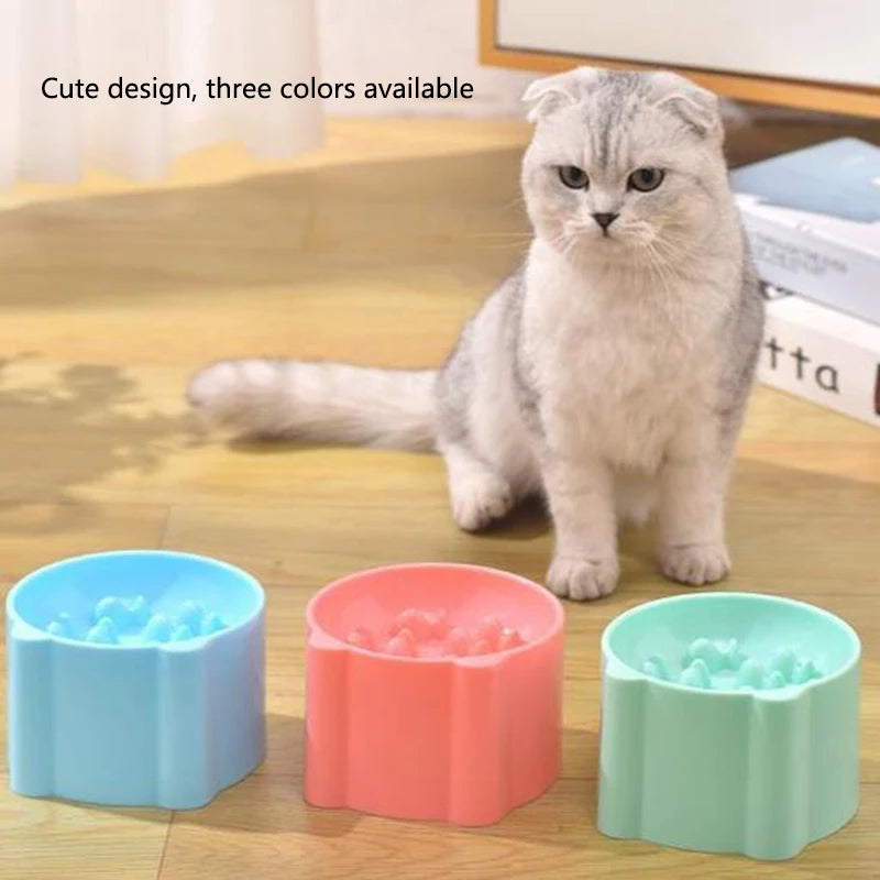 Pet High Foot Anti Choking Bowl Cat Basin Neck Protection Cat Food Bowl Rice Bow Slow Food Anti Choking Pet Bowl