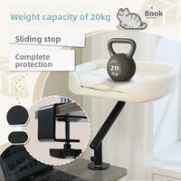Adjustable Desktop Cats Shelf Rotating Plush Cat Bed Space-Saving Cat Hammock for Desk Multi-Functional Pet Climbing Bed