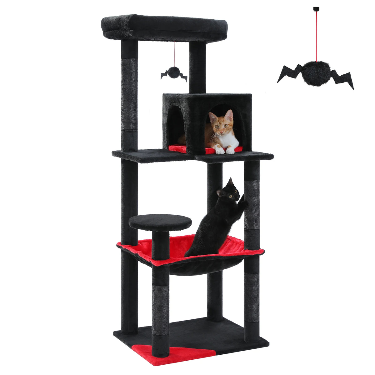 Cat Tree for Indoor Cats 5-Level Cat Tower for Large Cats with Large Hammock Sisal Covered Scratching Posts Cozy Condo Top Perch