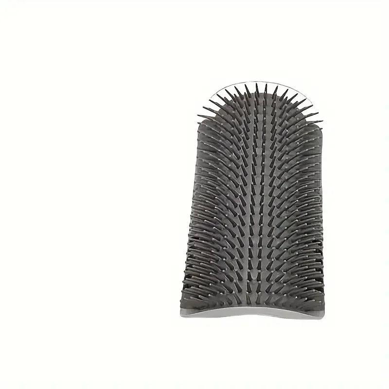 Space-Saving Wall-Mount Cat Groomer: 2-in-1 Corner Scratch Pad & Massage Brush. Protects Furniture. Durable Design.