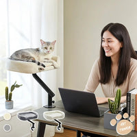 Adjustable Desktop Cats Shelf Rotating Plush Cat Bed Space-Saving Cat Hammock for Desk Multi-Functional Pet Climbing Bed