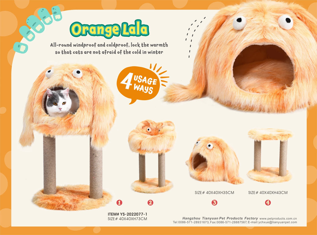 Custom Trends Bright Colors Funny Dumb Monster 4 Usage Ways Warm Cat Cave Bed Natural Sisal Cat Scratch Tree Tower