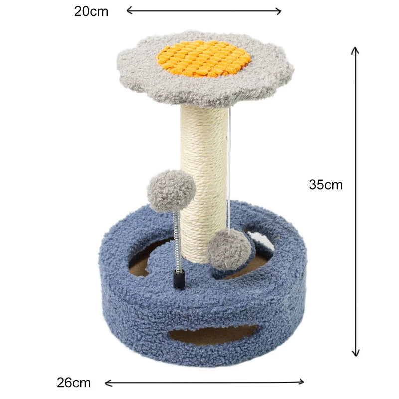 Sunflower Sisal Cat Tree Small Cat Scratching Post With Interactive Balls Cat Jumping Platform & Scratcher For Kittens