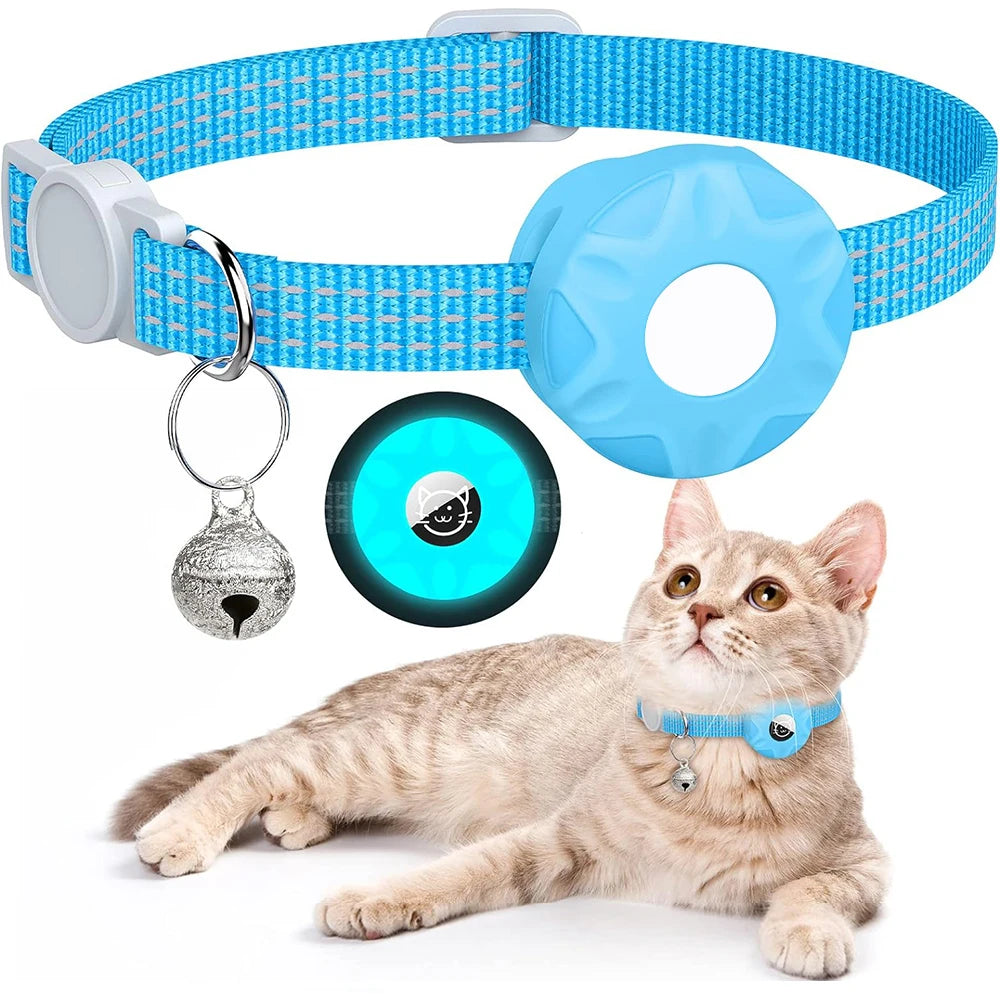 for Apple AirTag Cat Collar,Air Tag Pet Collar with airtag Holder and Bell Reflective GPS Kitten Collar for Girl Boy Cats gatos