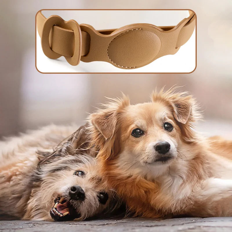 High-quality PU Leather Pet Collar With Airtag Holder, 3 Sizes Adjustable Pet Collar Perfect For Cat/Puppy/ Medium Large Dog