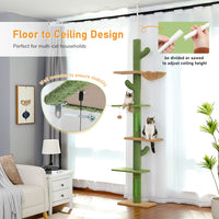 Adjustable Height Cat Tree for Indoor, Floor to Ceiling Cat Tower with Scratching Posts, Cat Condo, Hammock and Dangling Balls