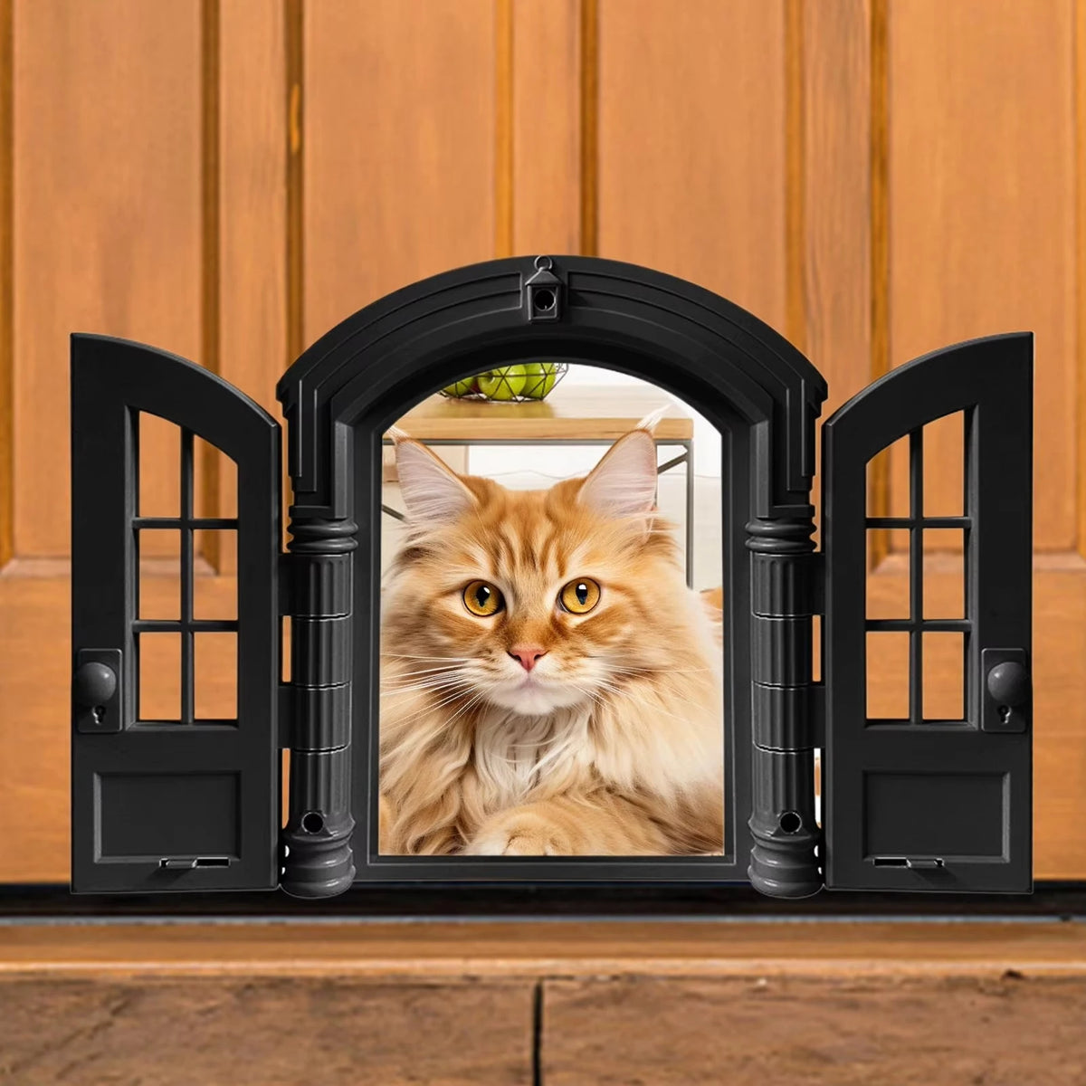Cat Door French Retro Lockable Indoor Kitten Door For Bedroom Garage Window Corner Living Room Doorway Dorm Manor