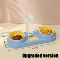 Pet Cat Bowl Automatic Feeder Dog Food Bowl With Water Fountain Double Bowl Drinking Raised Stand Dish Bowls For Cats