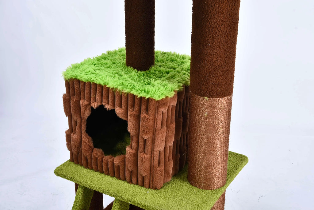 *---OEM Green Extra Large Cat Tree Xxl Texture Velvet Multi-Level Cat Climbing Tower Condos Thick Sisal Scratching Posts