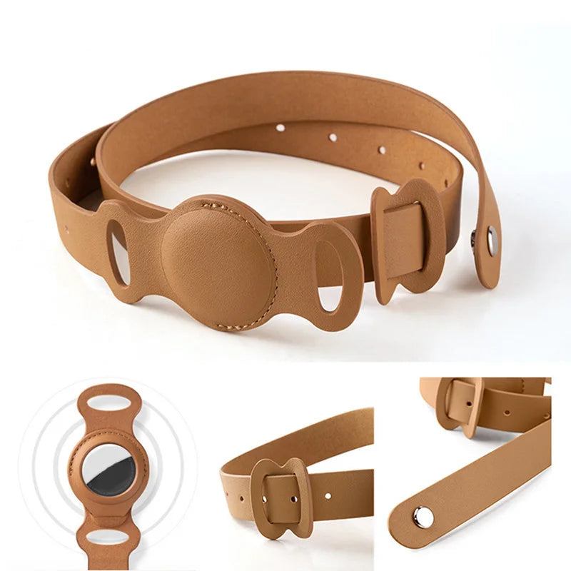 High-quality PU Leather Pet Collar With Airtag Holder, 3 Sizes Adjustable Pet Collar Perfect For Cat/Puppy/ Medium Large Dog