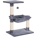 Pawhut Cat Scratching Tree Cat Tower 50X36X70 cm Activity Center with Hammock Platform Gray Sisal Posts