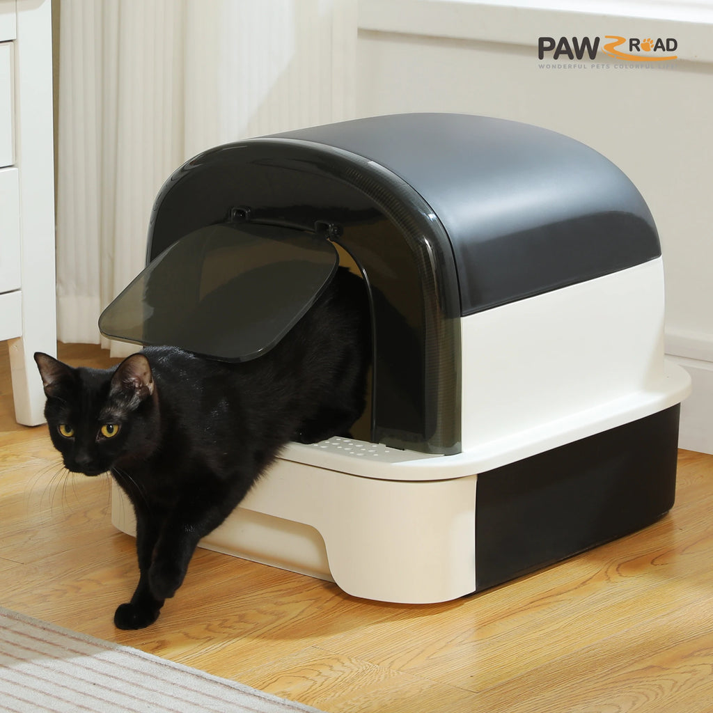Foldable Cat Litter Box with Cat litter Scoop and Lid Indoor Large Drawer Type Enclosed Cat Toilet Anti-Splashing Easy to Clean